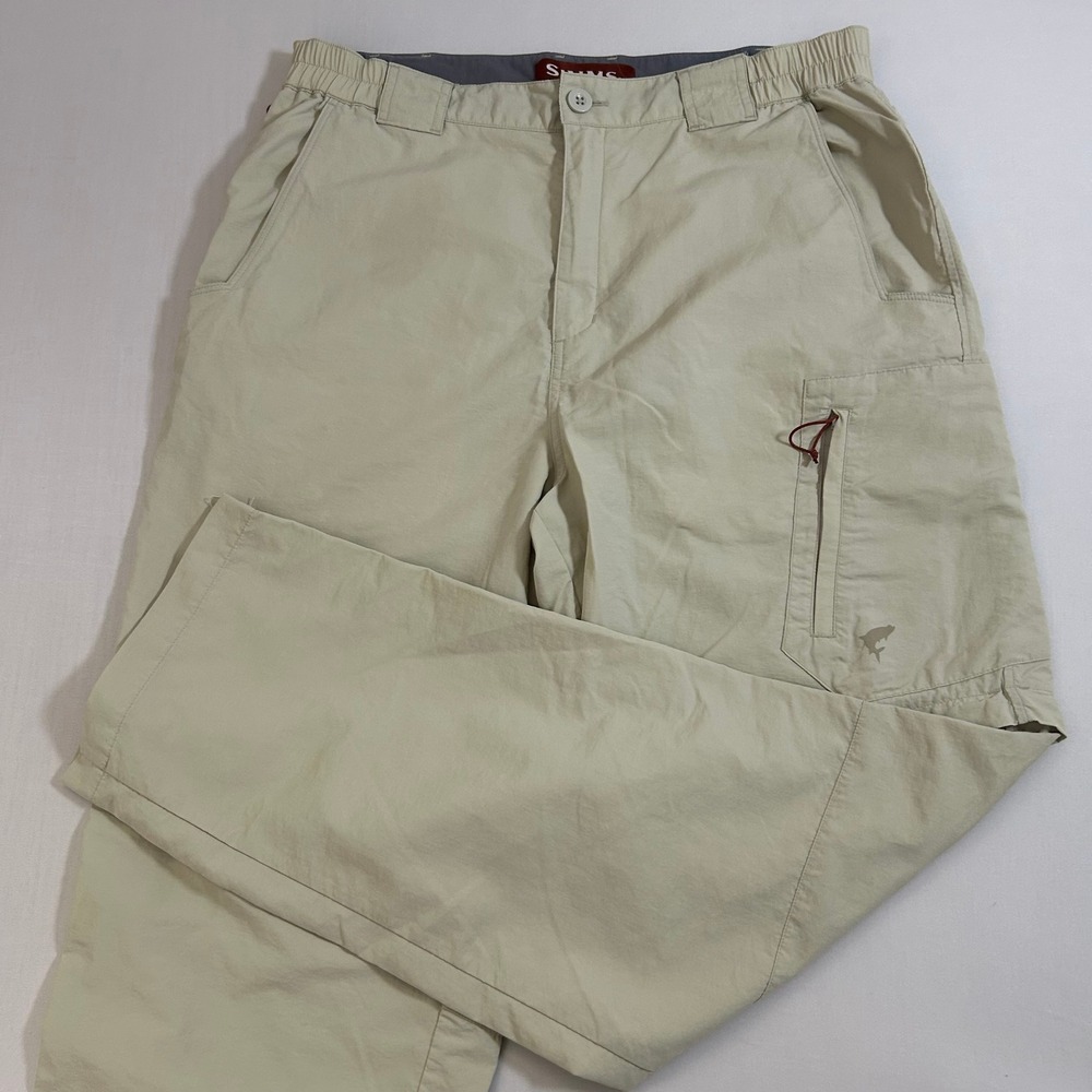 Simms Pants Mens M Tan COR3 Convertible Cargo Nylon Fishing Hiking Zip Off